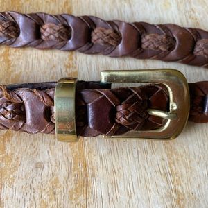 Amiee Lynn - Genuine brown leather (braided) 1” width belt with brass bu…